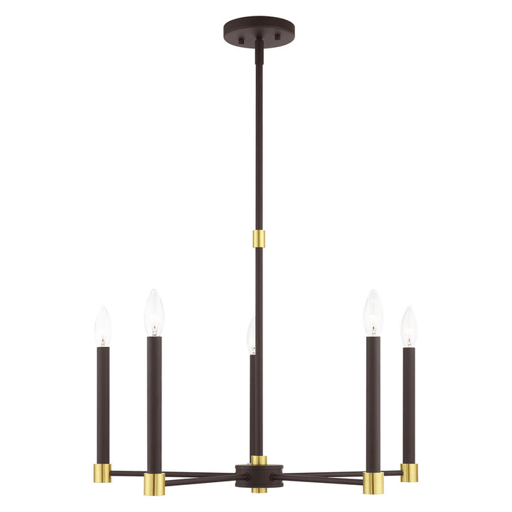 Livex Karlstad 46885-07 Chandelier Light - Bronze w/ Satin Brasss