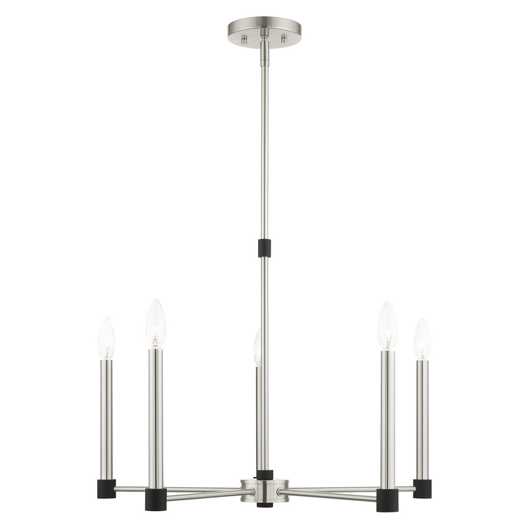 Livex Karlstad 46885-91 Chandelier Light - Brushed Nickel w/ Blacks