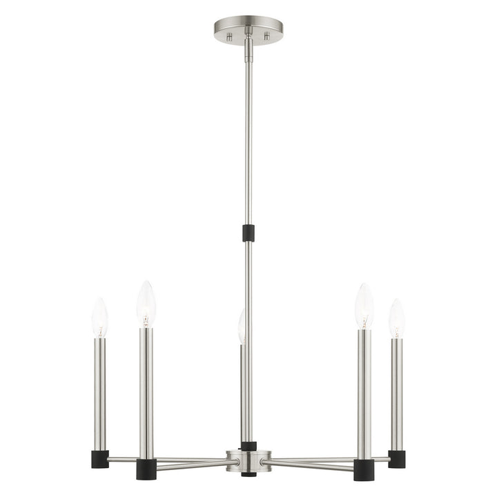 Livex Karlstad 46885-91 Chandelier Light - Brushed Nickel w/ Blacks