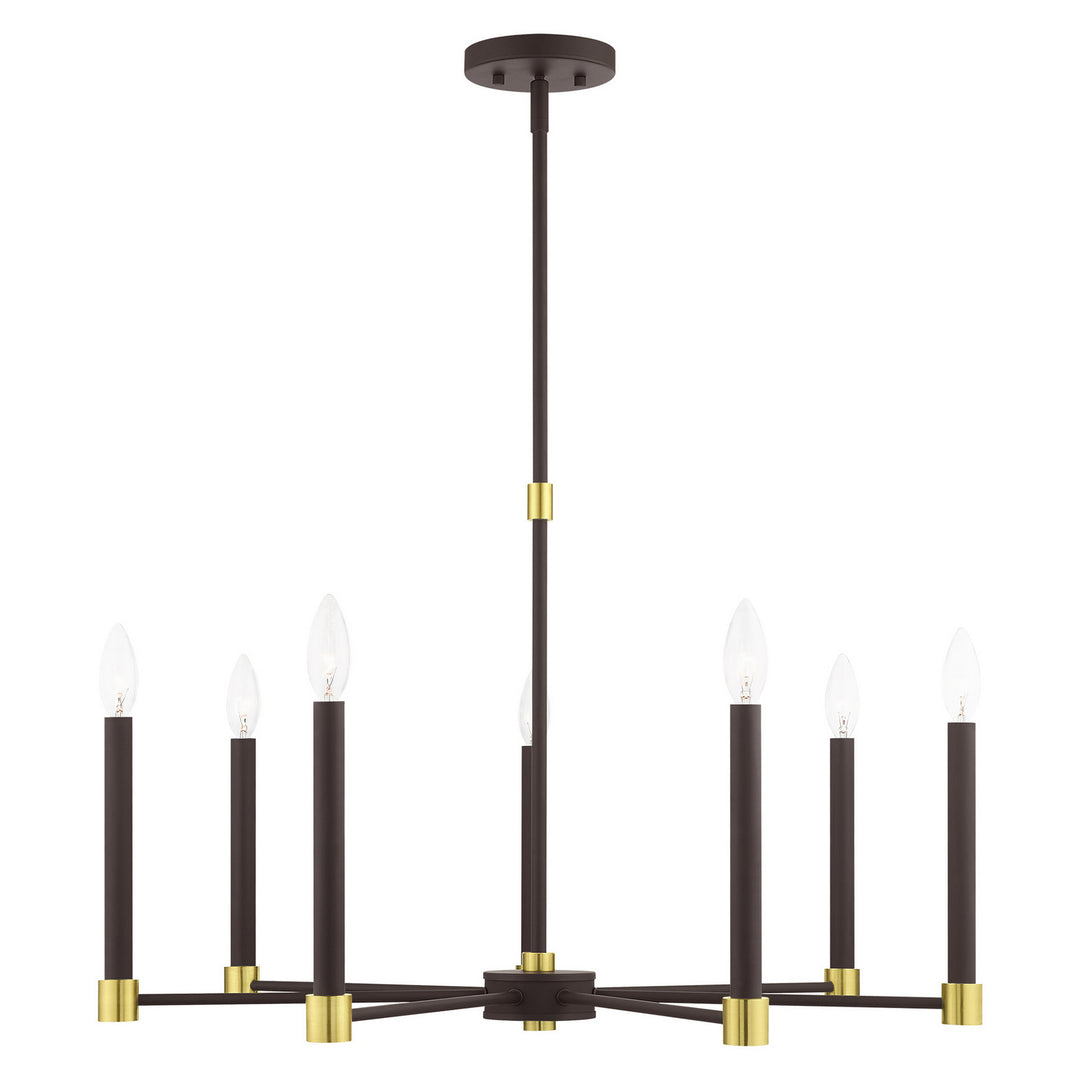 Livex Karlstad 46887-07 Chandelier Light - Bronze w/ Satin Brasss