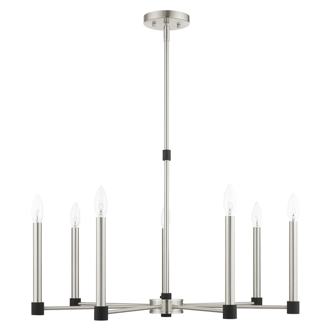 Livex Karlstad 46887-91 Chandelier Light - Brushed Nickel w/ Blacks