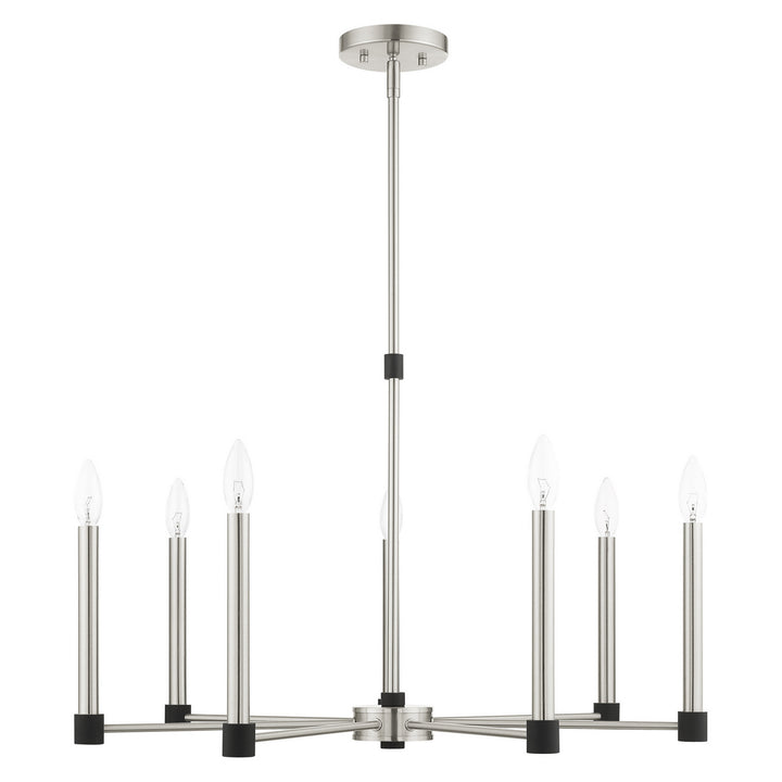 Livex Karlstad 46887-91 Chandelier Light - Brushed Nickel w/ Blacks