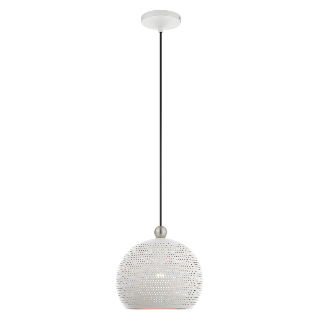 Livex Dublin 49100-03 Pendant Light - White w/ Brushed Nickels