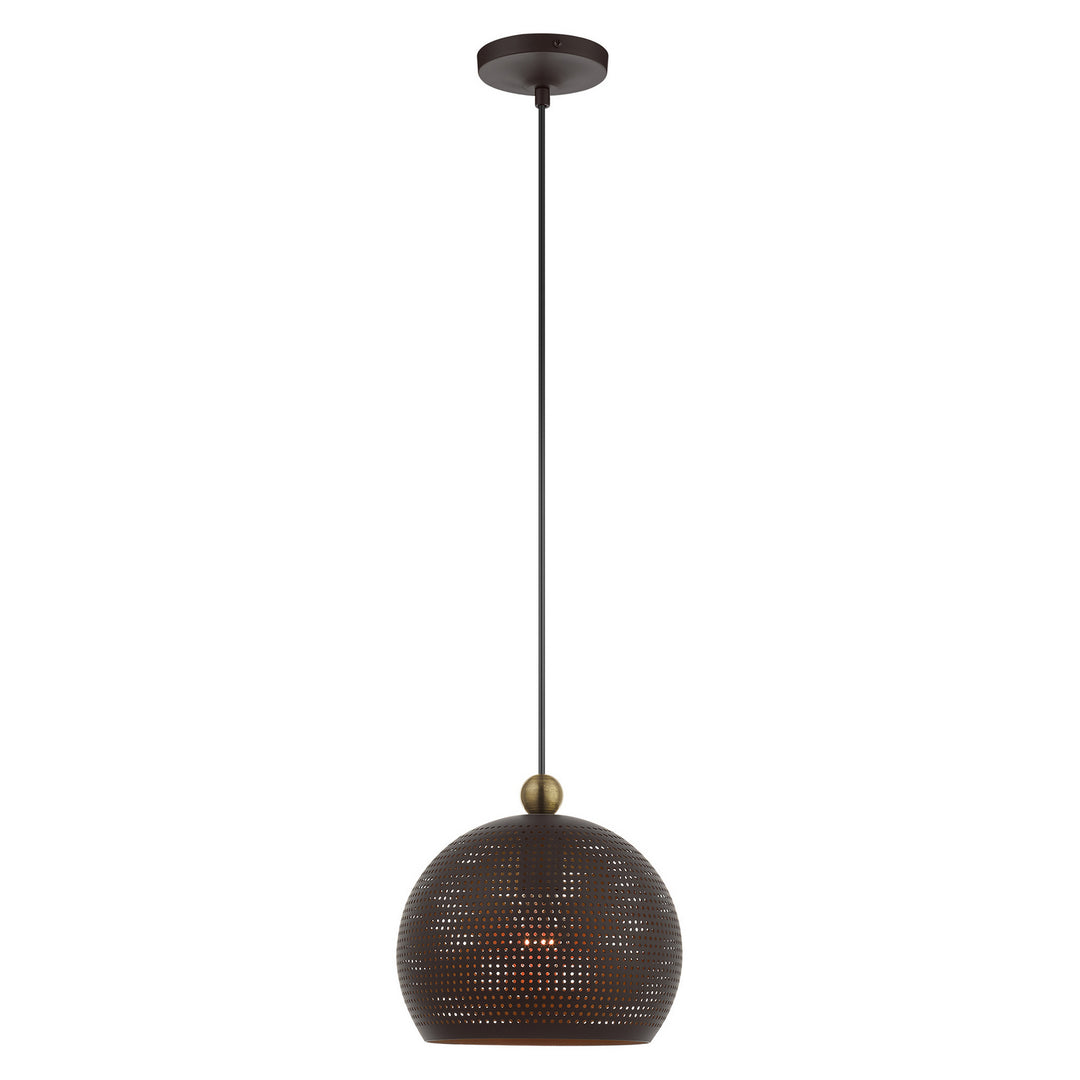 Livex Dublin 49100-07 Pendant Light - Bronze w/ Antique Brasss