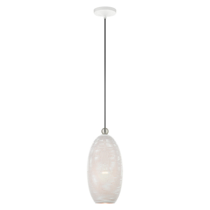 Livex Dublin 49101-03 Pendant Light - White w/ Brushed Nickels