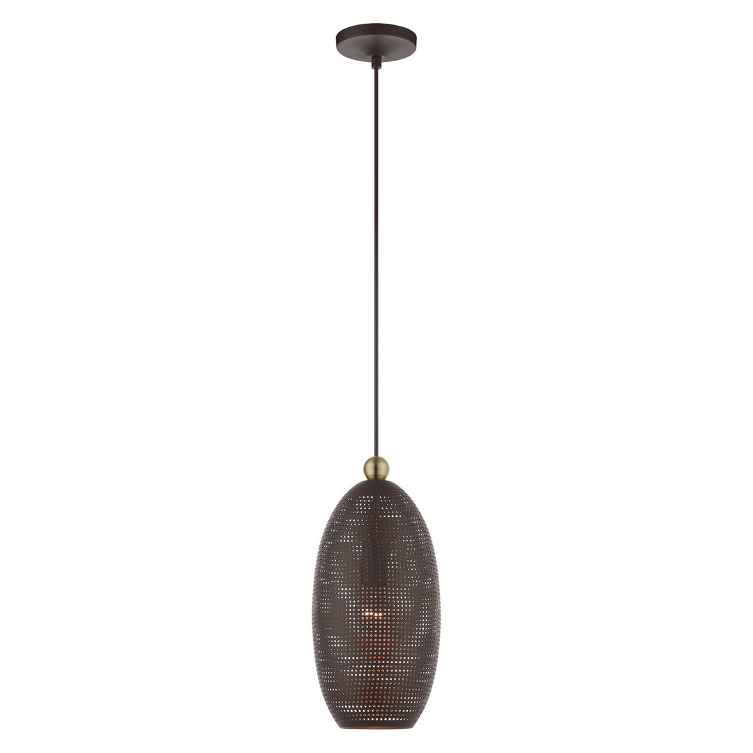 Livex Dublin 49101-07 Pendant Light - Bronze w/ Antique Brasss