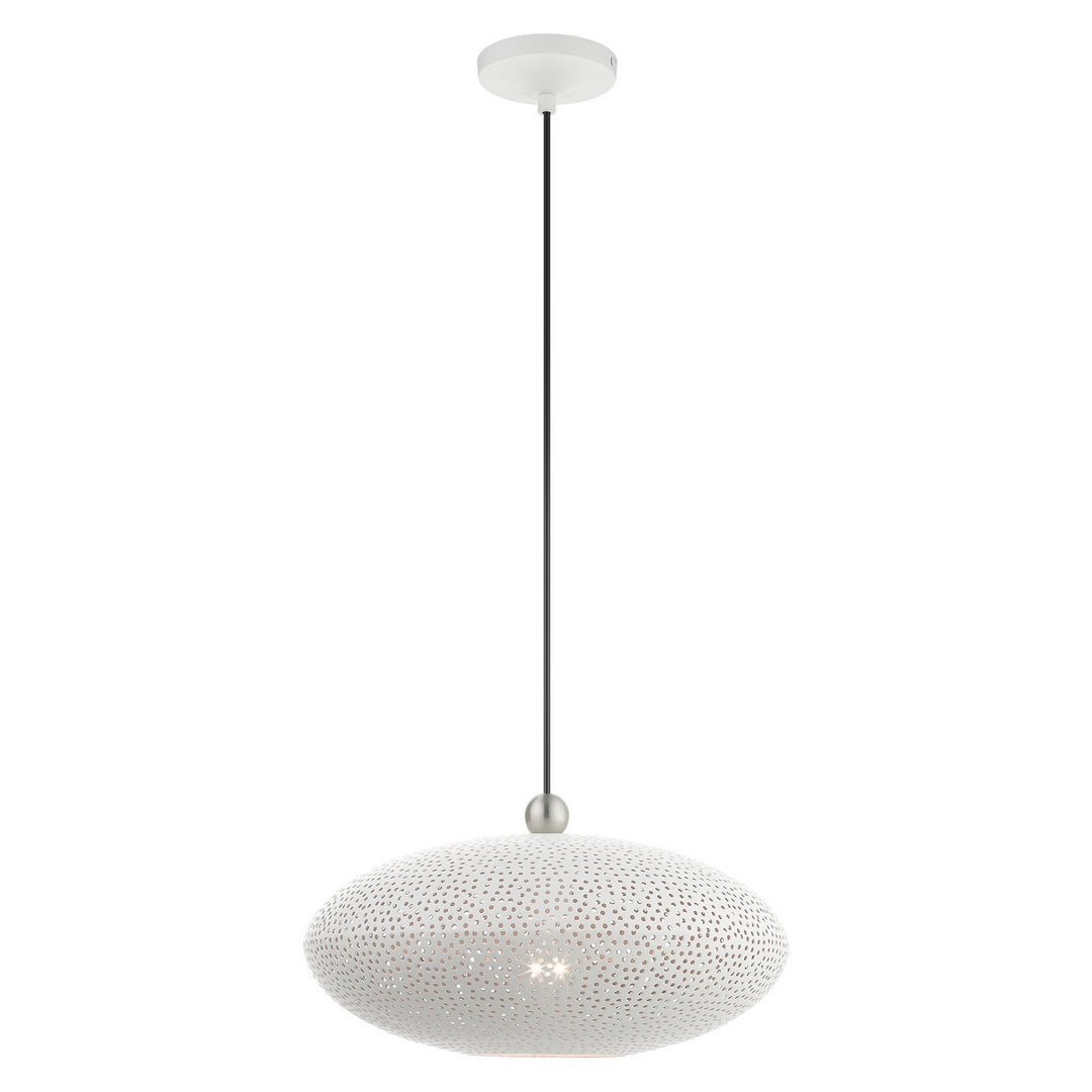 Livex Dublin 49102-03 Pendant Light - White w/ Brushed Nickels