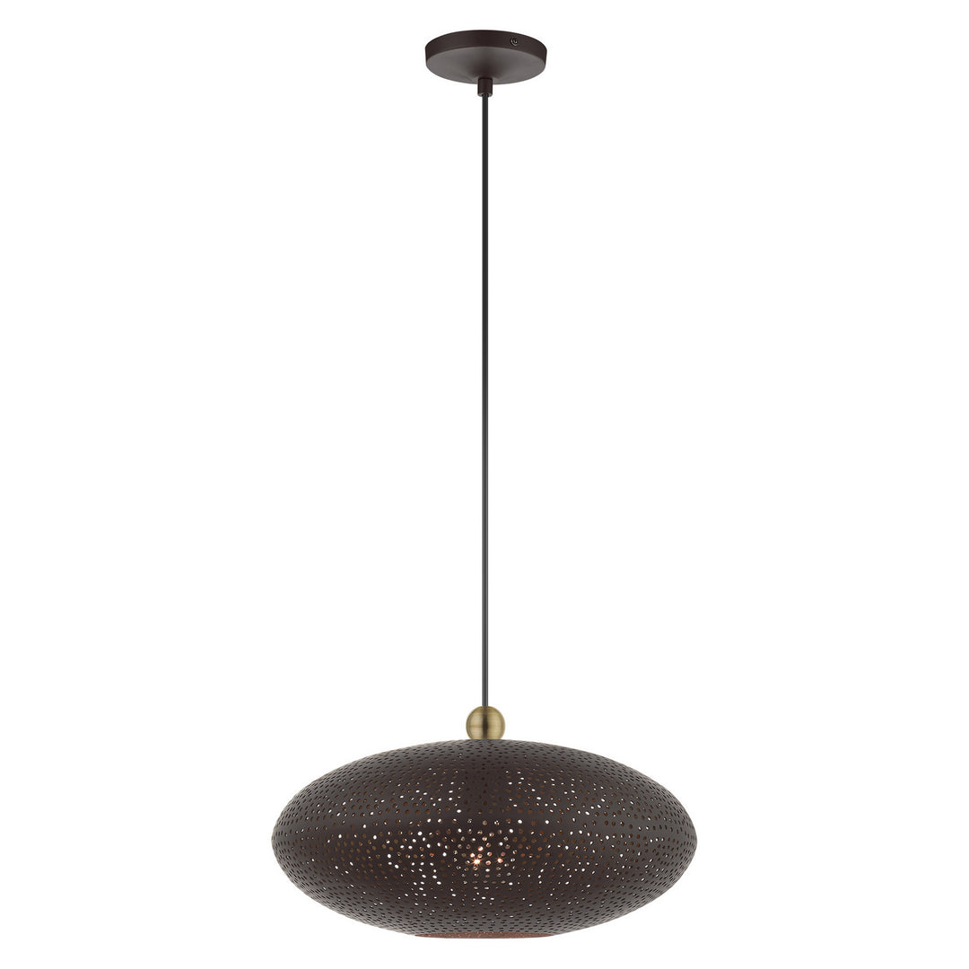 Livex Dublin 49102-07 Pendant Light - Bronze w/ Antique Brasss