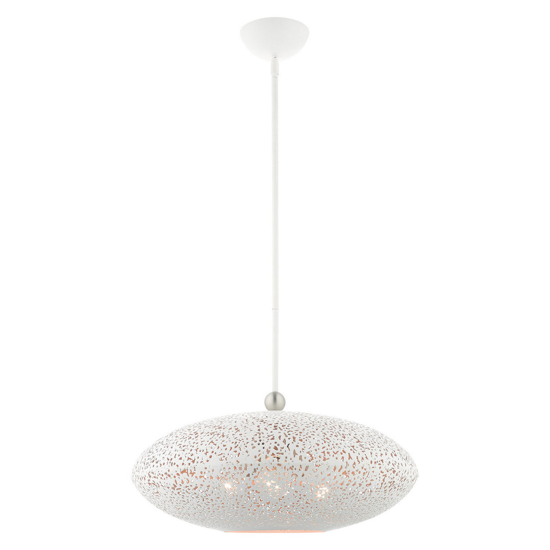 Livex Charlton 49185-03 Pendant Light - White w/ Brushed Nickels