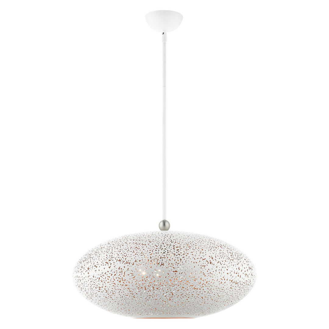 Livex Charlton 49186-03 Pendant Light - White w/ Brushed Nickels