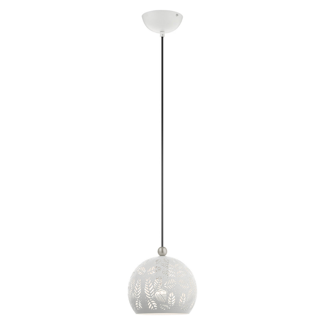 Livex Chantilly 49541-03 Pendant Light - White w/ Brushed Nickels