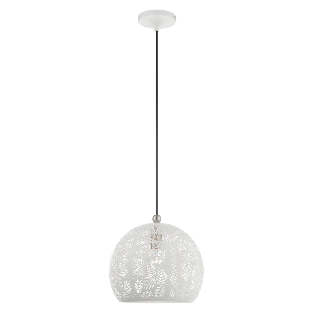 Livex Chantilly 49542-03 Pendant Light - White w/ Brushed Nickels