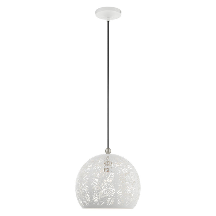 Livex Chantilly 49542-03 Pendant Light - White w/ Brushed Nickels