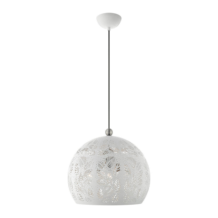 Livex Chantilly 49543-03 Pendant Light - White w/ Brushed Nickels