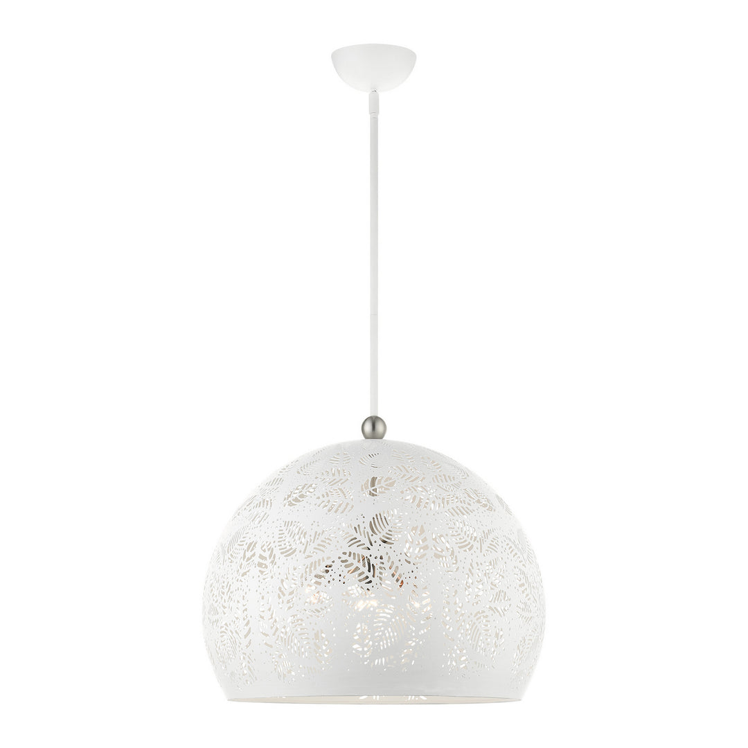 Livex Chantilly 49544-03 Pendant Light - White w/ Brushed Nickels