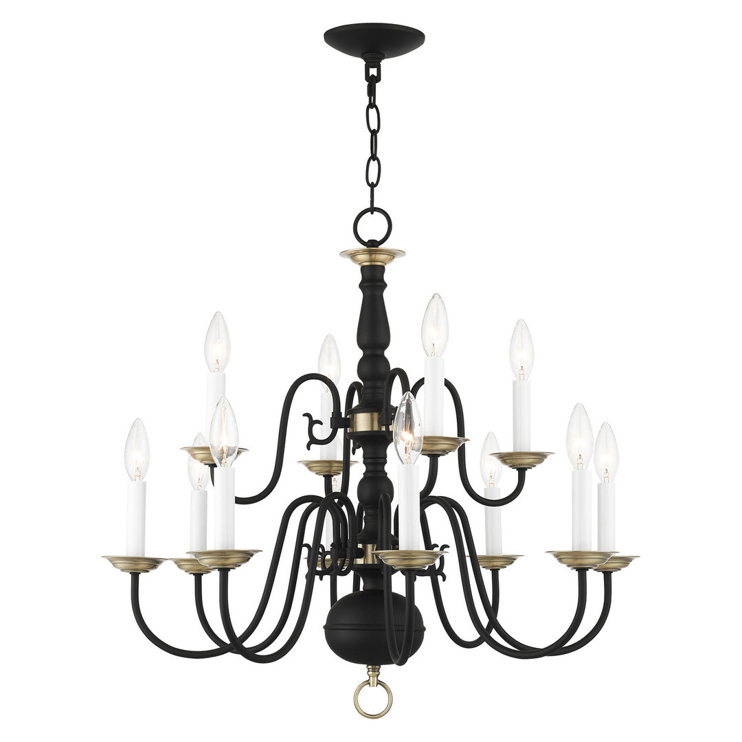 Livex Williamsburg 5012-04 Chandelier Light - Black w/ Antique Brasss
