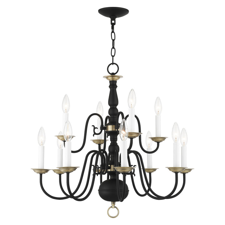 Livex Williamsburg 5012-04 Chandelier Light - Black w/ Antique Brasss