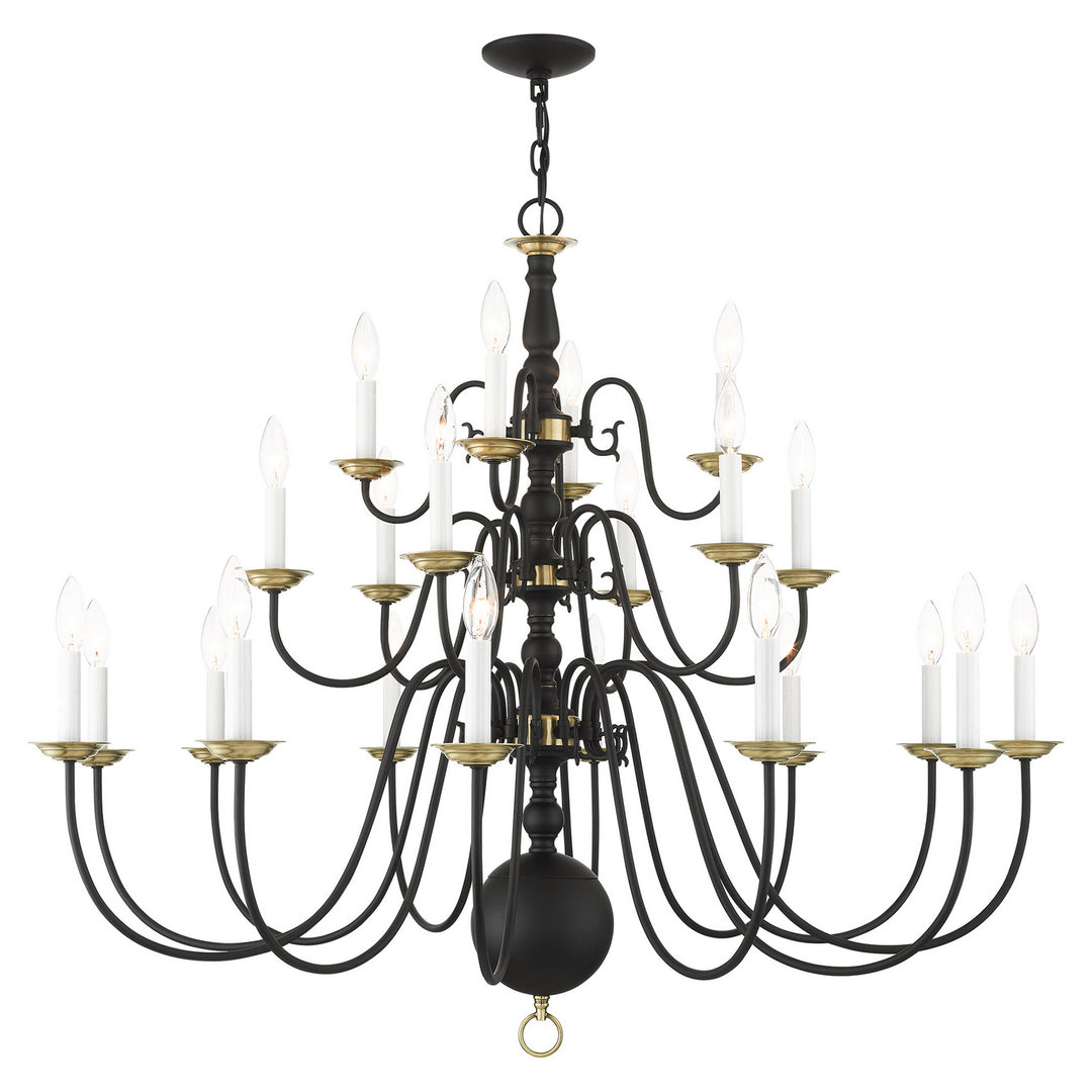 Livex Williamsburg 5015-04 Chandelier Light - Black w/ Antique Brasss