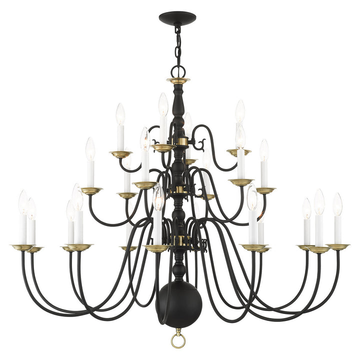 Livex Williamsburg 5015-04 Chandelier Light - Black w/ Antique Brasss
