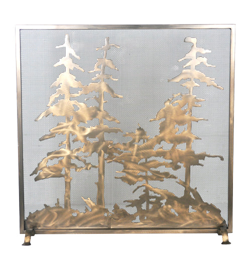 Meyda Tiffany Lighting 99766 Tall Pines Fireplace Screen Home Decor Copper/Antique/Verde