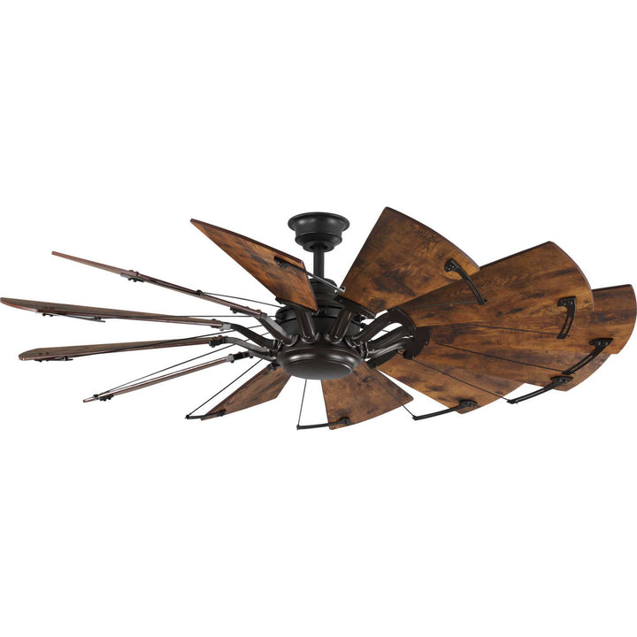 Progress Springer P250000-129 Ceiling Fan - Architectural Bronze, Distressed Walnut/