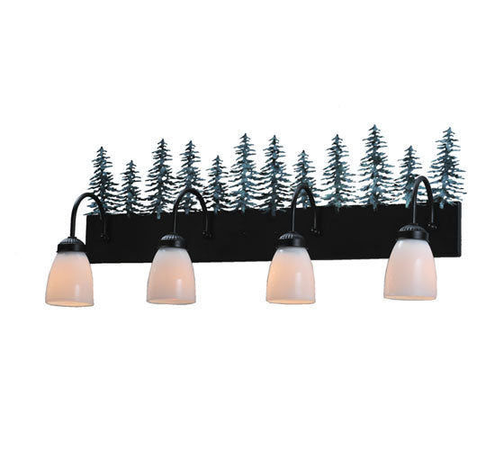 Meyda Tiffany Tall Pines 99786 Bath Vanity Light 34 in. wide - Black/Green Trees