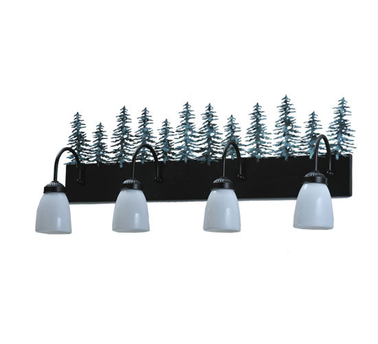 Meyda Tiffany Tall Pines 99786 Bath Vanity Light 34 in. wide - Black/Green Trees