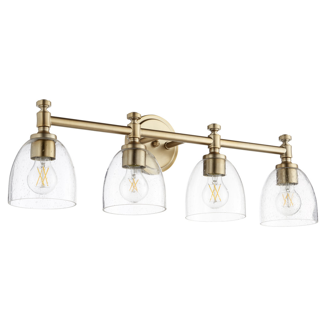Quorum Rossington 5122-4-280 Bath Vanity Light 30 in. wide - Aged Brass W/ Clear/Seeded