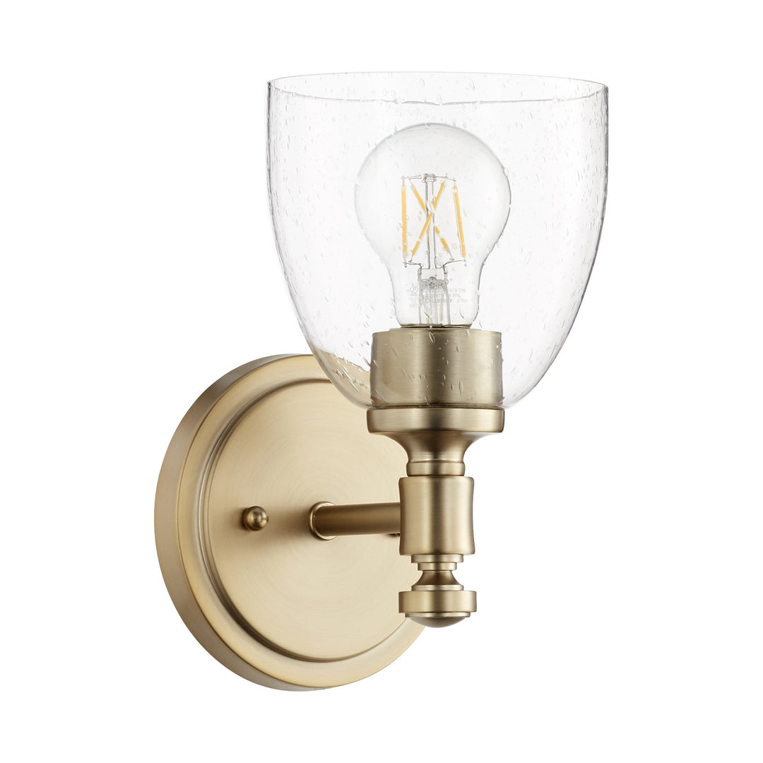 Quorum Rossington 5422-1-280 Wall Sconce Light - Aged Brass W/ Clear/Seeded