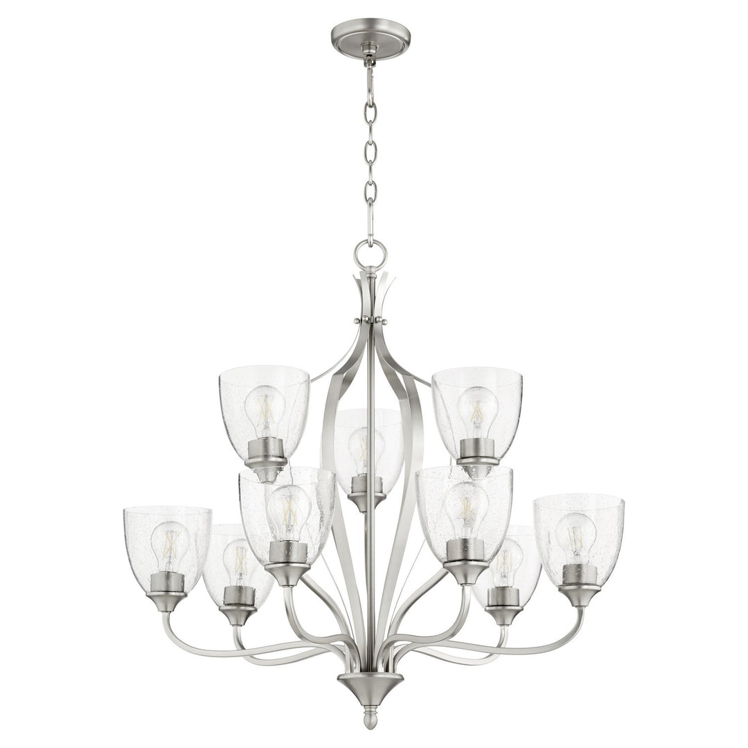 Quorum Jardin 6127-9-265 Chandelier Light - Satin Nickel W/ Clear/Seeded
