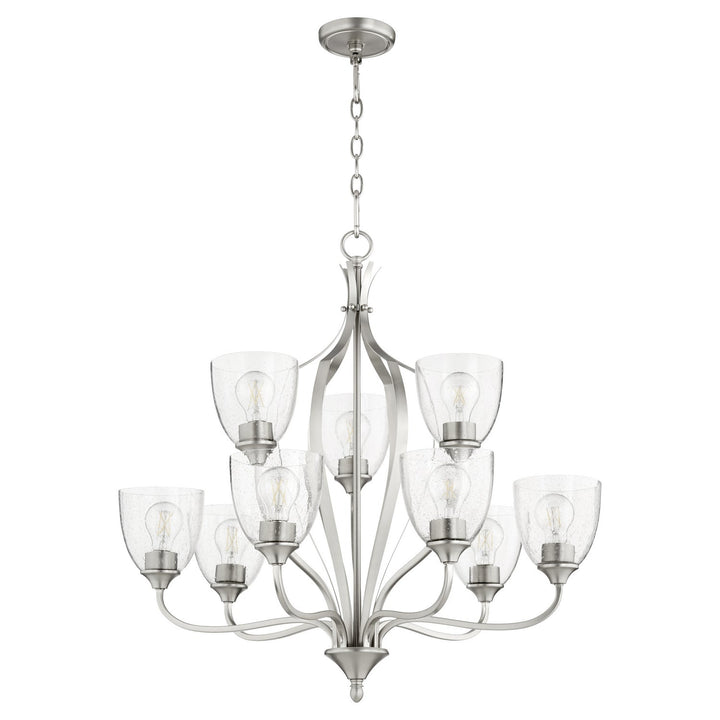 Quorum Jardin 6127-9-265 Chandelier Light - Satin Nickel W/ Clear/Seeded