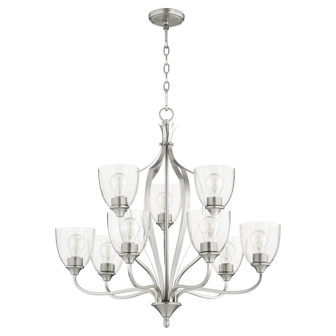 Quorum Jardin 6127-9-265 Chandelier Light - Satin Nickel W/ Clear/Seeded