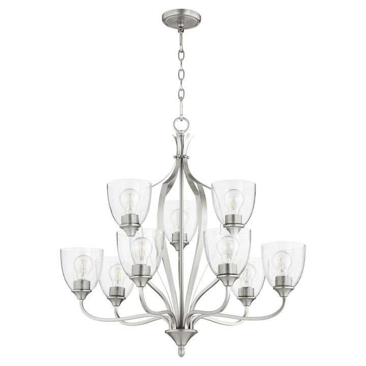 Quorum Jardin 6127-9-265 Chandelier Light - Satin Nickel W/ Clear/Seeded