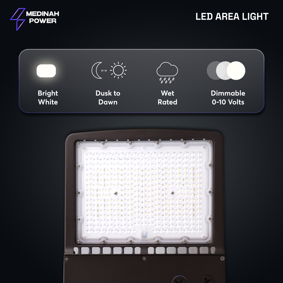 Medinah Power ARLS-100W-40K-DV2-PC-T3-BZ  Led Outdoor Area Light Led Area Flood Light Dark Bronze