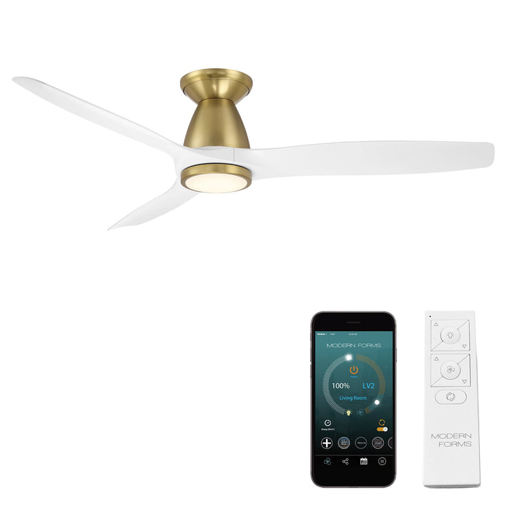 Modern Forms Fan Skylark FH-W2202-54L27SBMW Ceiling Fan 54 - Soft Brass/Matte White, Matte White/