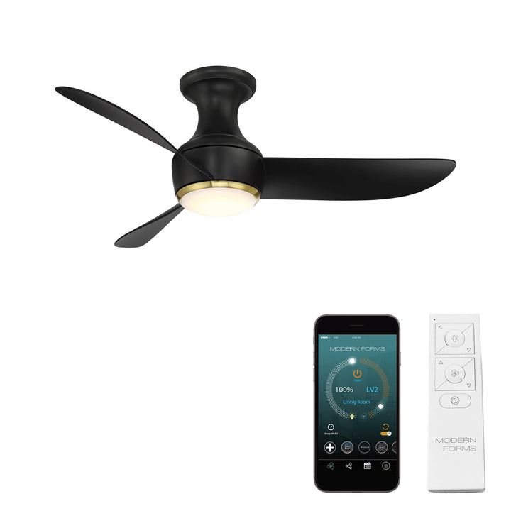 Modern Forms Fan Corona FH-W2203-44L35SBMB Ceiling Fan 44 - Soft Brass/Matte Black, Matte Black/