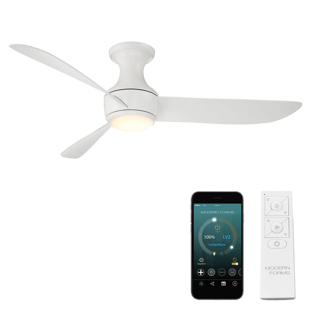 Modern Forms Fan Corona FH-W2203-52L-27-MW Ceiling Fan 52 - Matte White, Matte White/