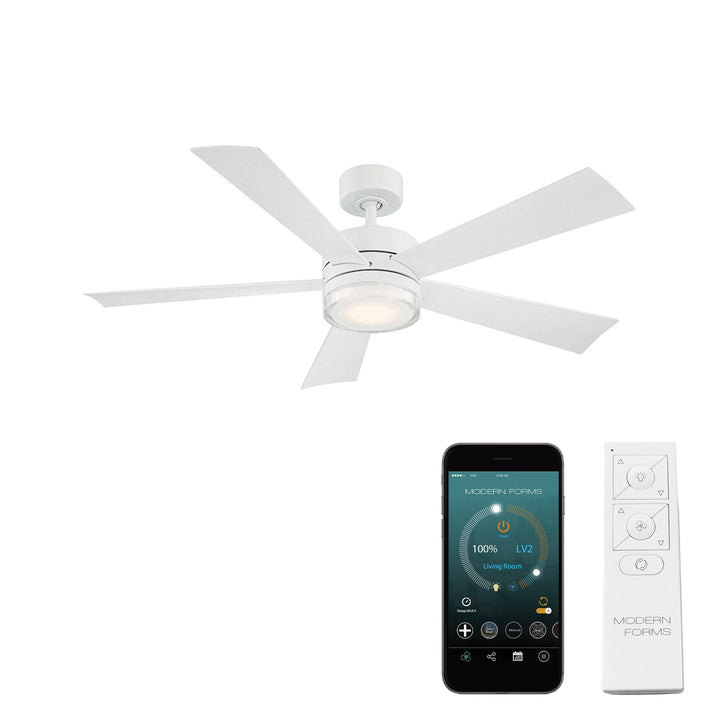 Modern Forms Fan Wynd FR-W1801-52L-27-MW Ceiling Fan 52 - Matte White, Matte White/