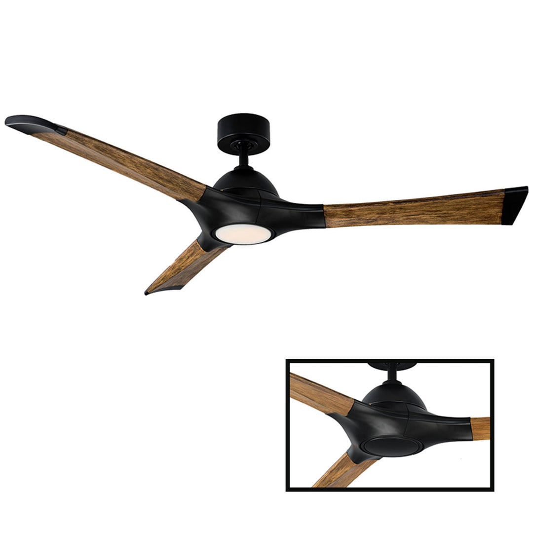 Modern Forms Fan Woody FR-W1814-60L-MB/DK Ceiling Fan 60 - Matte Black/Distressed Koa, Distressed Koa/