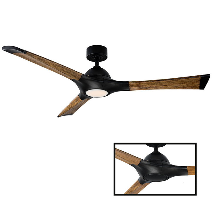Modern Forms Fan Woody FR-W1814-60L-MB/DK Ceiling Fan 60 - Matte Black/Distressed Koa, Distressed Koa/