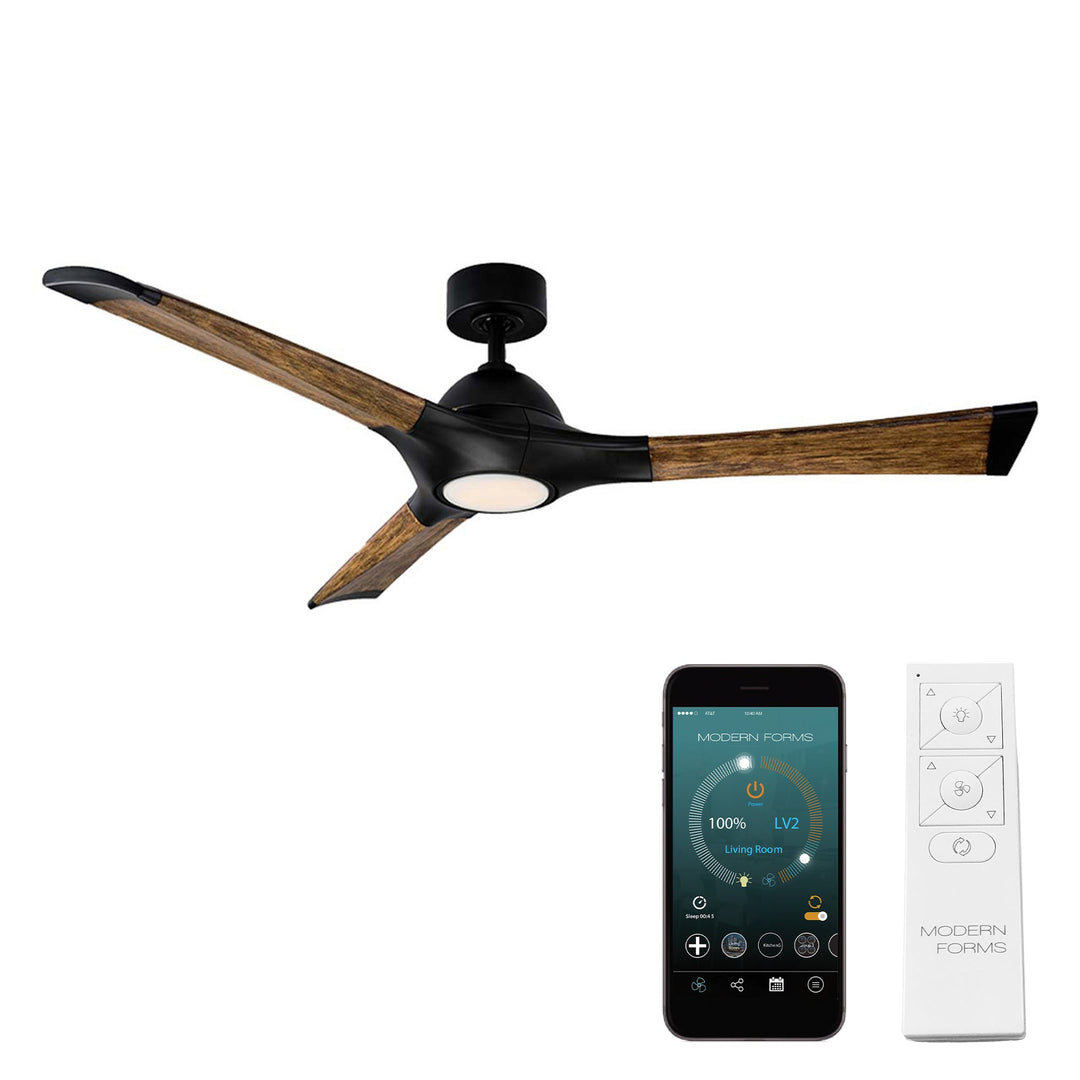 Modern Forms Fan Woody FR-W1814-60L-MB/DK Ceiling Fan 60 - Matte Black/Distressed Koa, Distressed Koa/