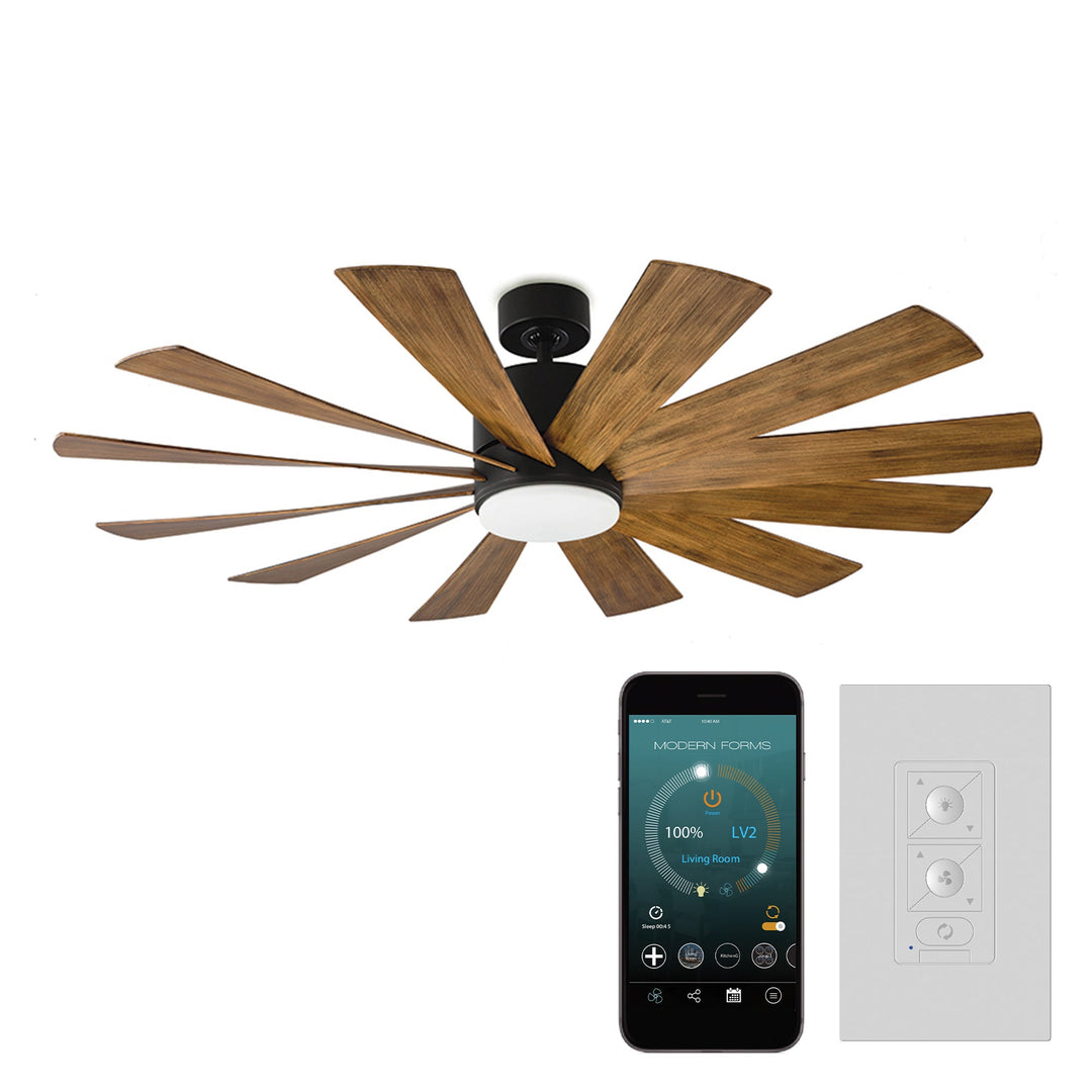 Modern Forms Fan Windflower FR-W1815-60L-MB/DK Ceiling Fan 60 - Matte Black/Distressed Koa, Distressed Koa/