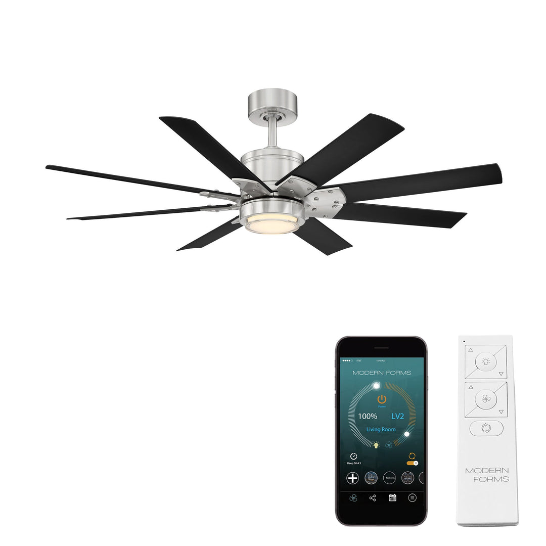 Modern Forms Fan Renegade FR-W2001-52L35BNMB Ceiling Fan 52 - Brushed Nickel/Matte Black, Matte Black/