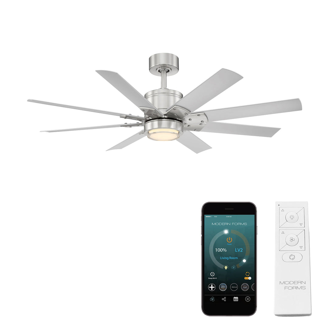 Modern Forms Fan Renegade FR-W2001-52L27BNTT Ceiling Fan 52 - Brushed Nickel/Titanium Silver, Titanium Silver/