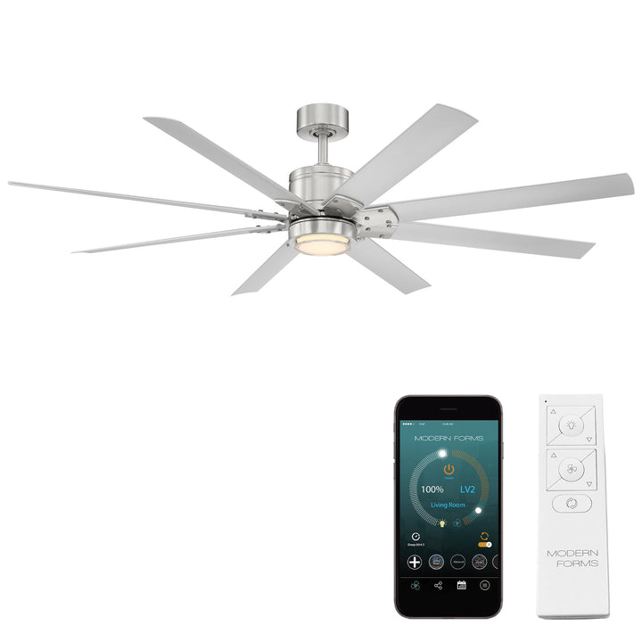 Modern Forms Fan Renegade FR-W2001-66L35BNTT Ceiling Fan 66 - Brushed Nickel/Titanium Silver, Titanium Silver/
