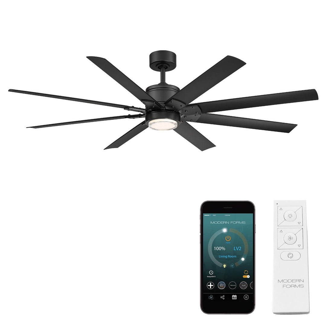 Modern Forms Fan Renegade FR-W2001-66L-27-MB Ceiling Fan 66 - Matte Black, Matte Black/
