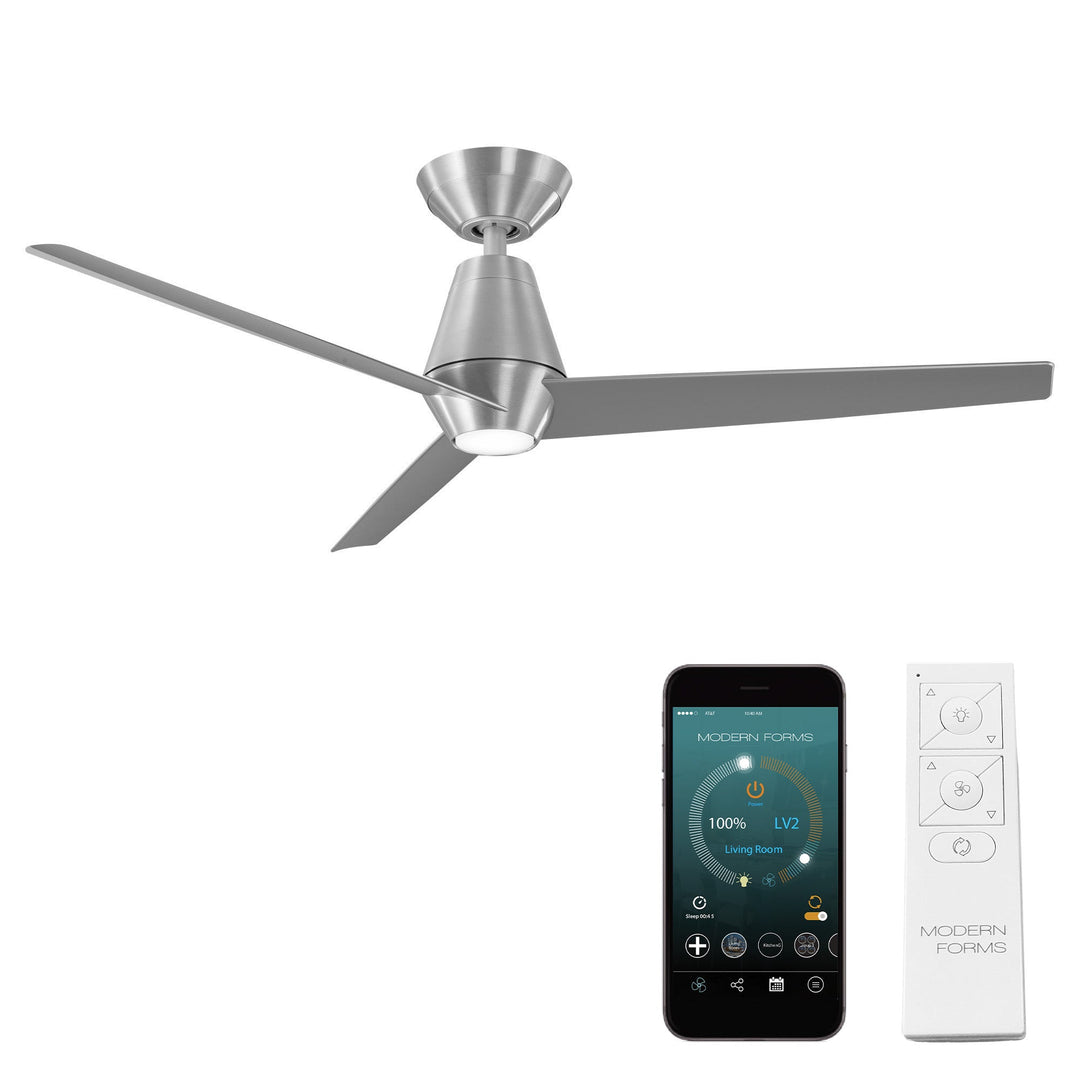 Modern Forms Fan Slim FR-W2003-52L-27-BA Ceiling Fan 52 - Brushed Aluminum/Titanium, Titanium Silver/