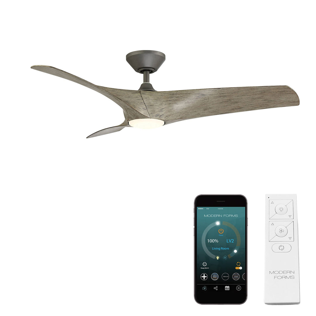 Modern Forms Fan Zephyr FR-W2006-52L35GHWW Ceiling Fan 52 - Graphite/Weathered Wood, Weathered Wood/