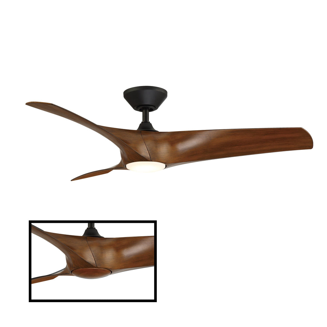 Modern Forms Fan Zephyr FR-W2006-52L-MB/DK Ceiling Fan 52 - Matte Black/Distressed Koa, Distressed Koa/