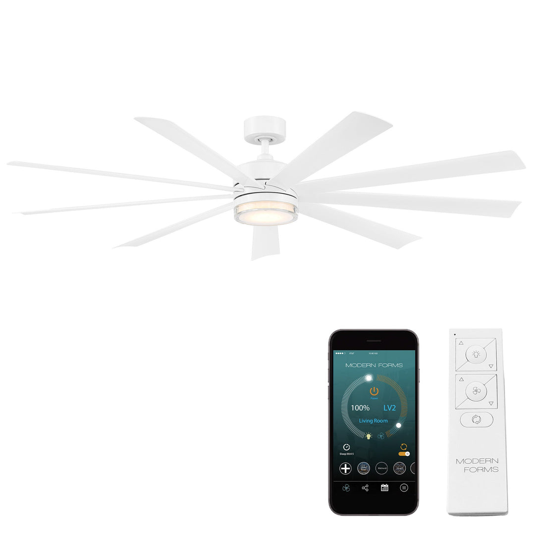 Modern Forms Fan Wynd Xl FR-W2101-72L-MW Ceiling Fan 72 - Matte White, Matte White/